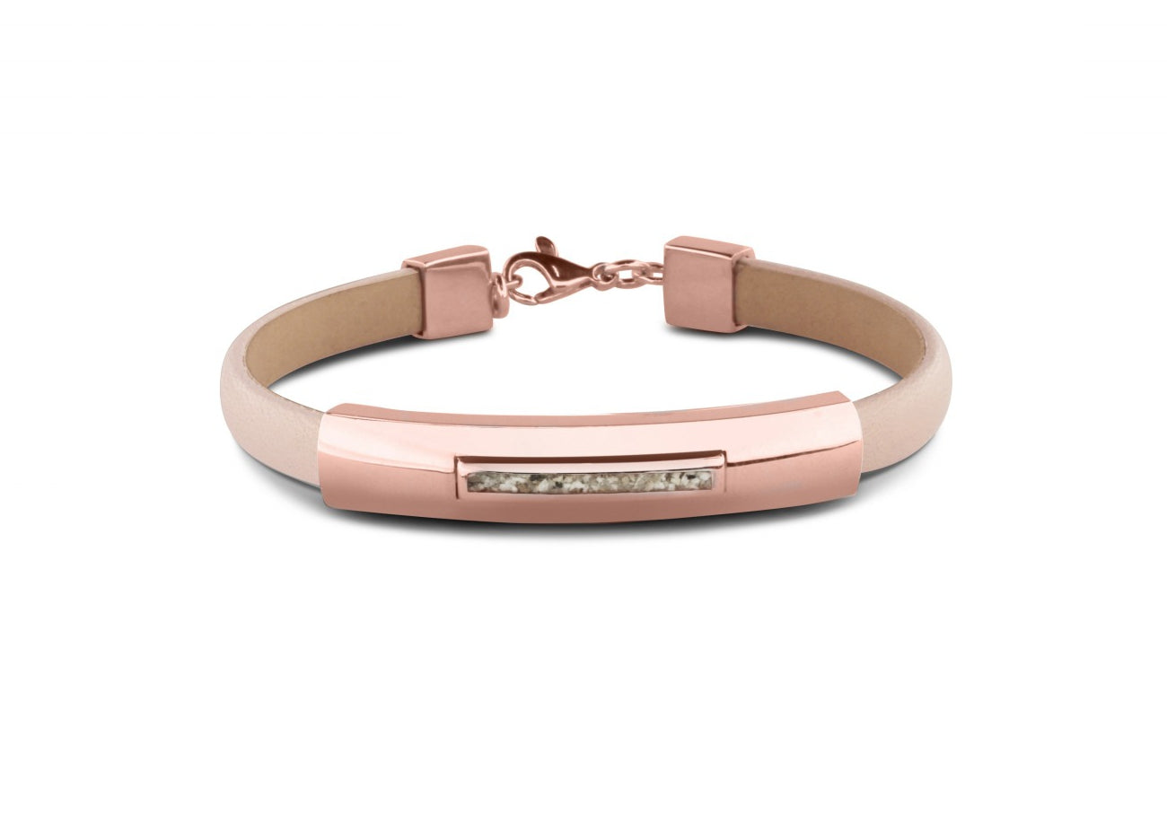 Lederen as armband met roségouden edelmetaal afwerking