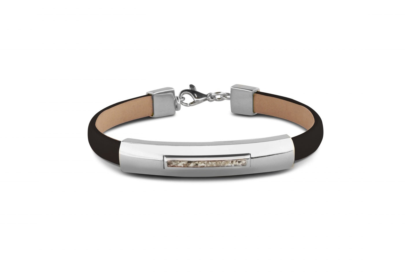 Lederen as armband met witgouden edelmetaal afwerking