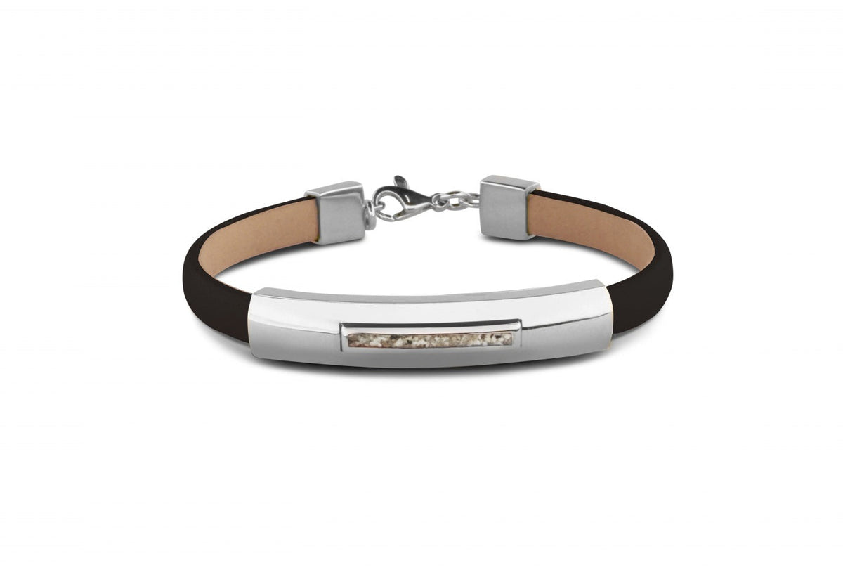 Lederen as armband met witgouden edelmetaal afwerking