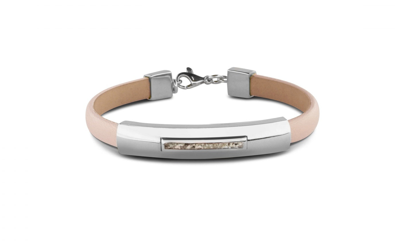 Lederen as armband met witgouden edelmetaal afwerking