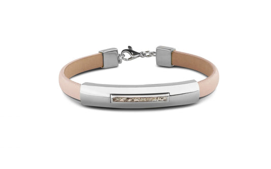 Lederen as armband met witgouden edelmetaal afwerking