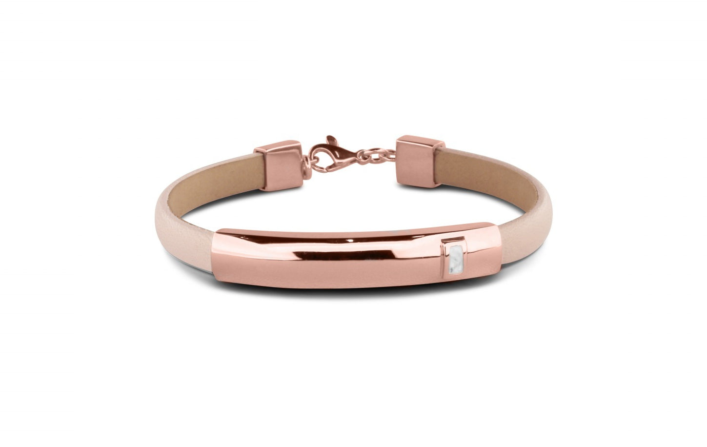 Lederen as armband 7 mm met gouden edelmetalen afwerking 