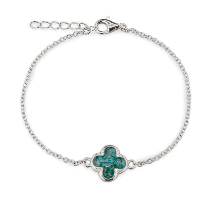 Klavertje vier as armband 11.5 mm, gedenksieraad met zirkonia's afgewerkt.alle