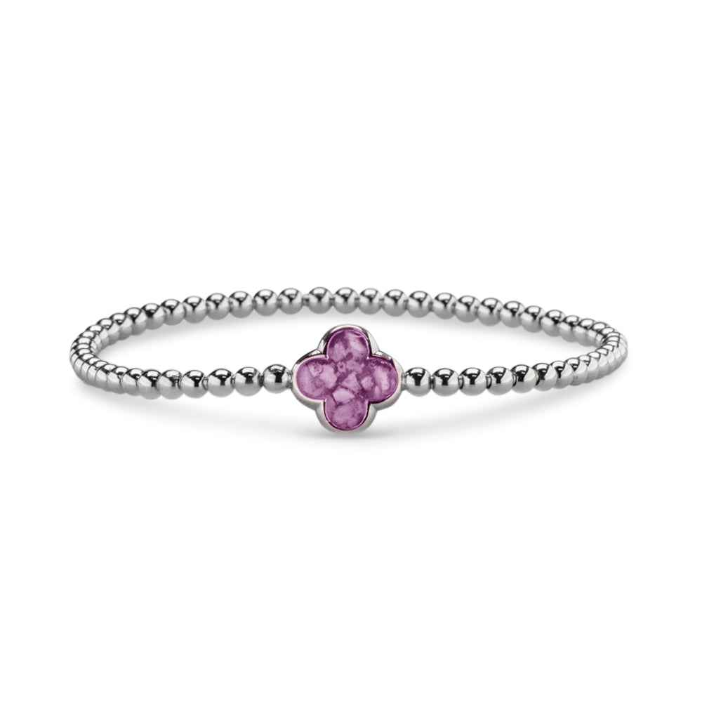 Flexibele as armband met compartiment voor as of haar, gedenksieraden. Purple