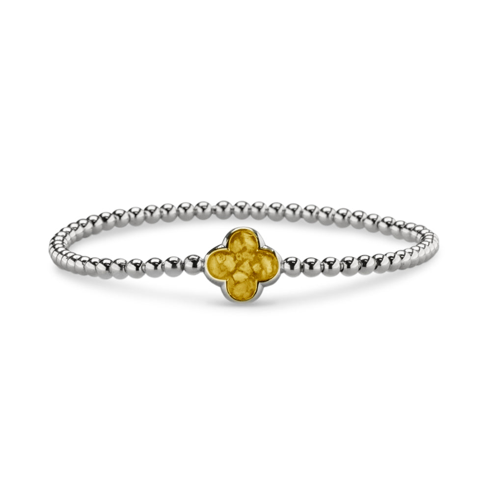 Flexibele as armband met compartiment voor as of haar, gedenksieraden. Yellow