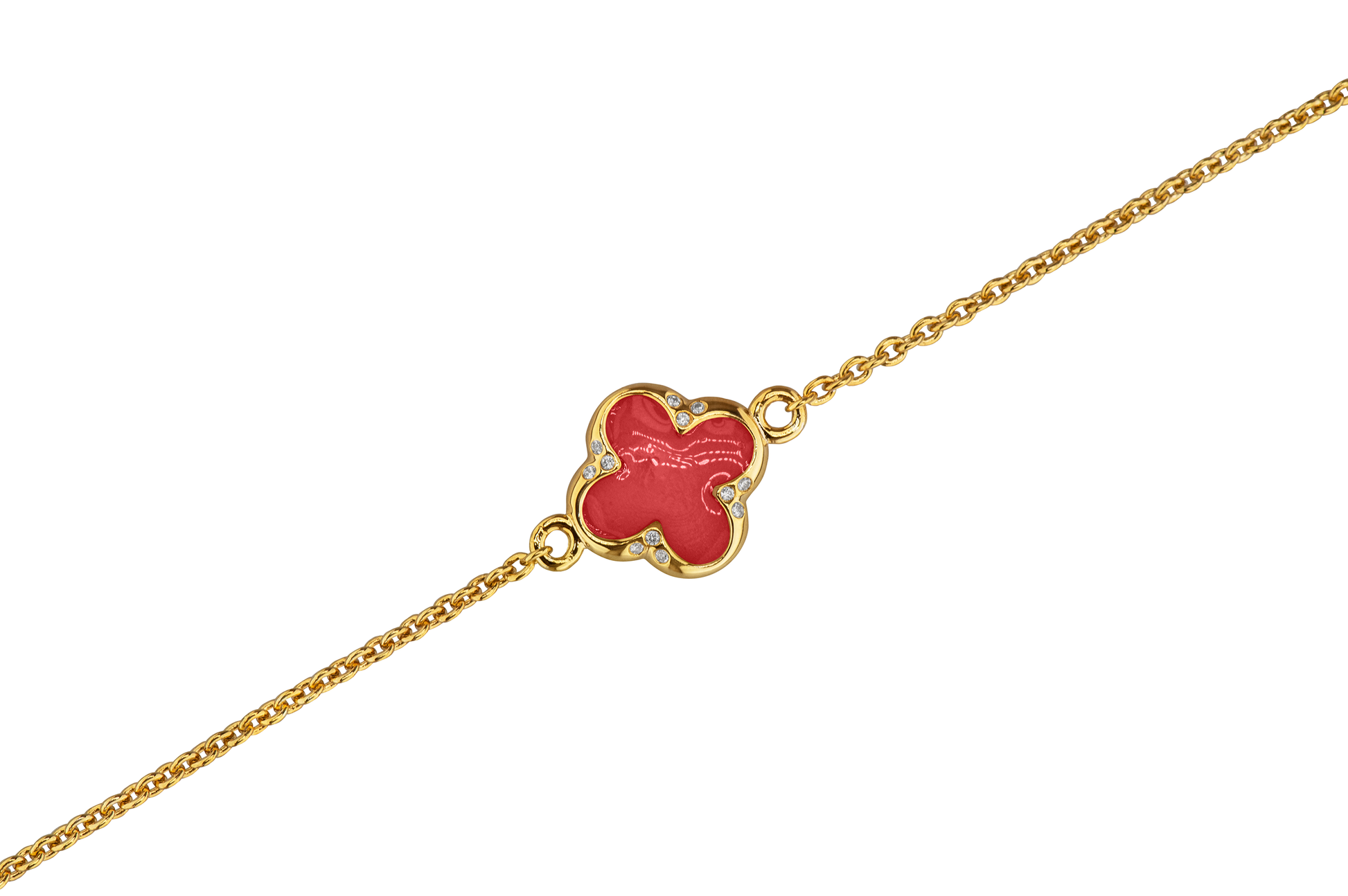 Klavertje vier as armband 11.5 mm, gedenksieraad met zirkonia's afgewerkt.red