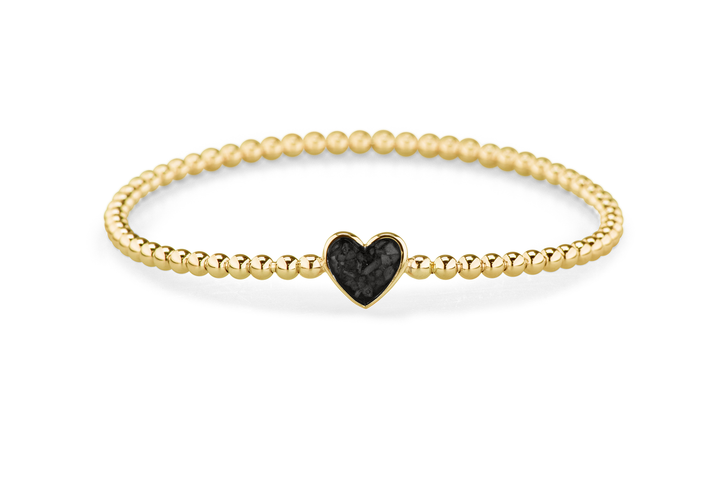 Flexibele as armband met hart als compartiment voor as of haar, gedenksieraden. Black