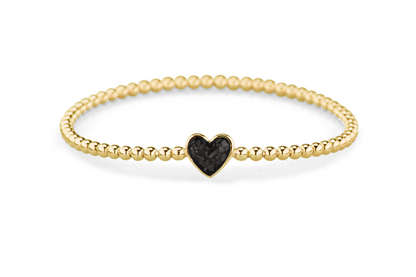 Flexibele as armband met hart als compartiment voor as of haar, gedenksieraden. Black