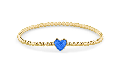 Flexibele as armband met hart als compartiment voor as of haar, gedenksieraden. Blue