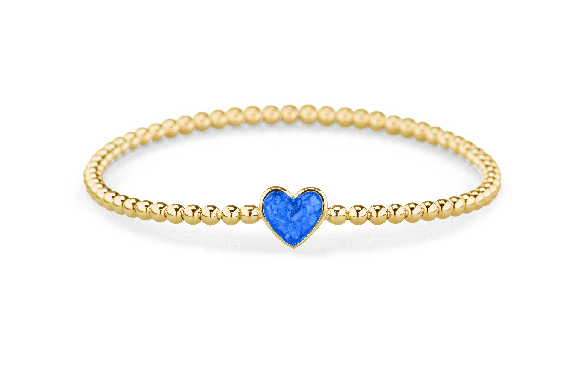 Flexibele as armband met hart als compartiment voor as of haar, gedenksieraden. Blue