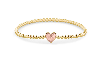 Flexibele as armband met hart als compartiment voor as of haar, gedenksieraden. Blush