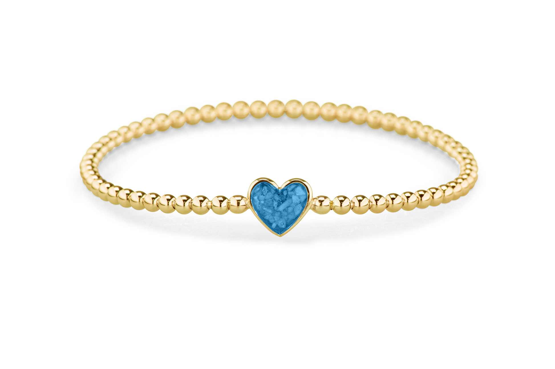 Flexibele as armband met hart als compartiment voor as of haar, gedenksieraden. Marine