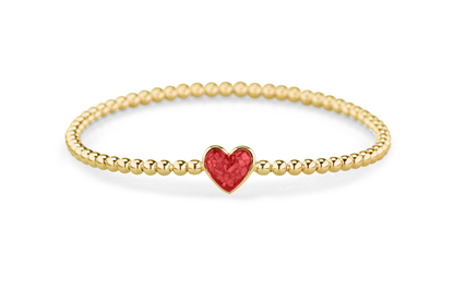 Flexibele as armband met hart als compartiment voor as of haar, gedenksieraden. Red