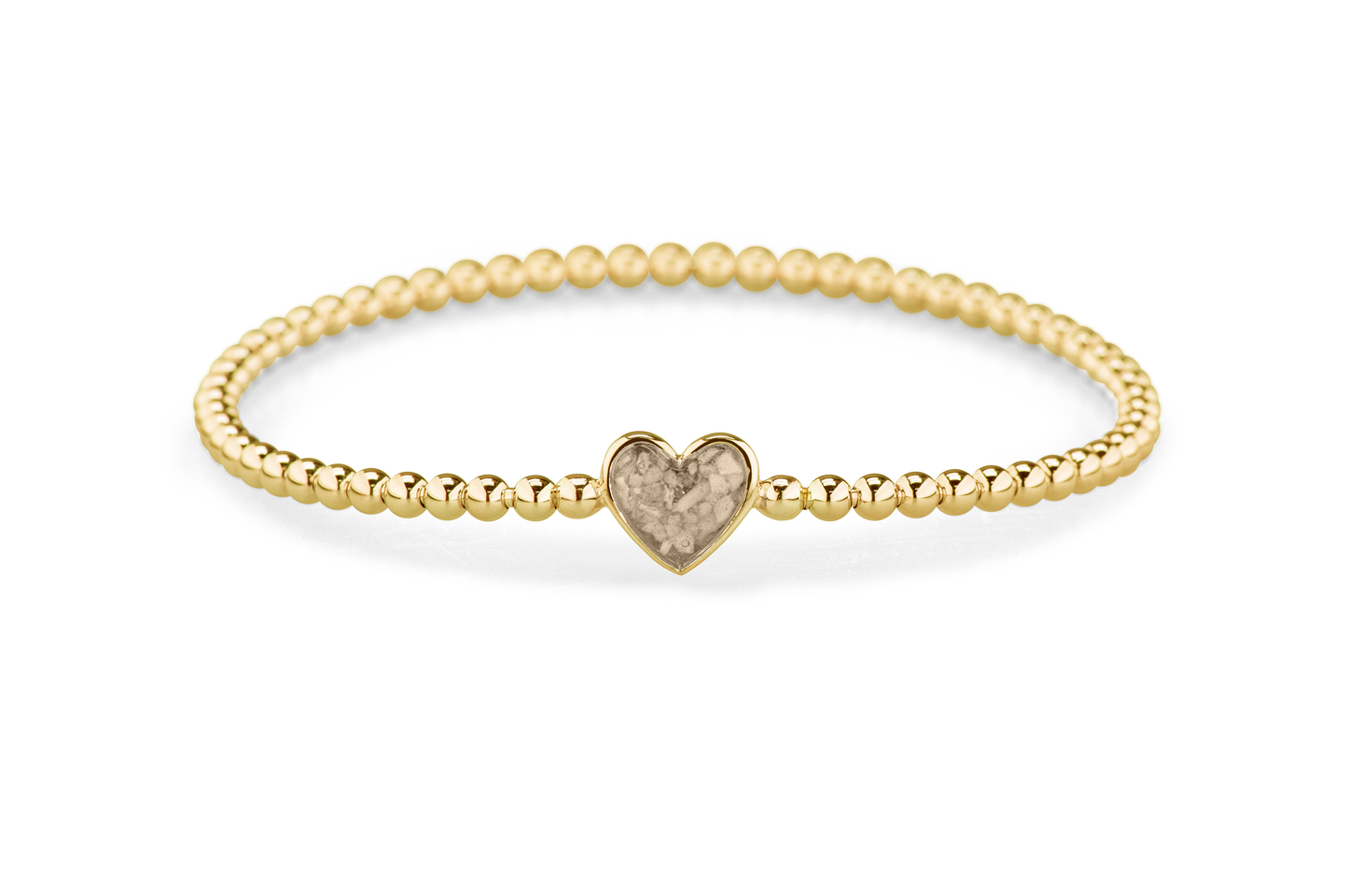 Flexibele as armband met hart als compartiment voor as of haar, gedenksieraden. Transparent