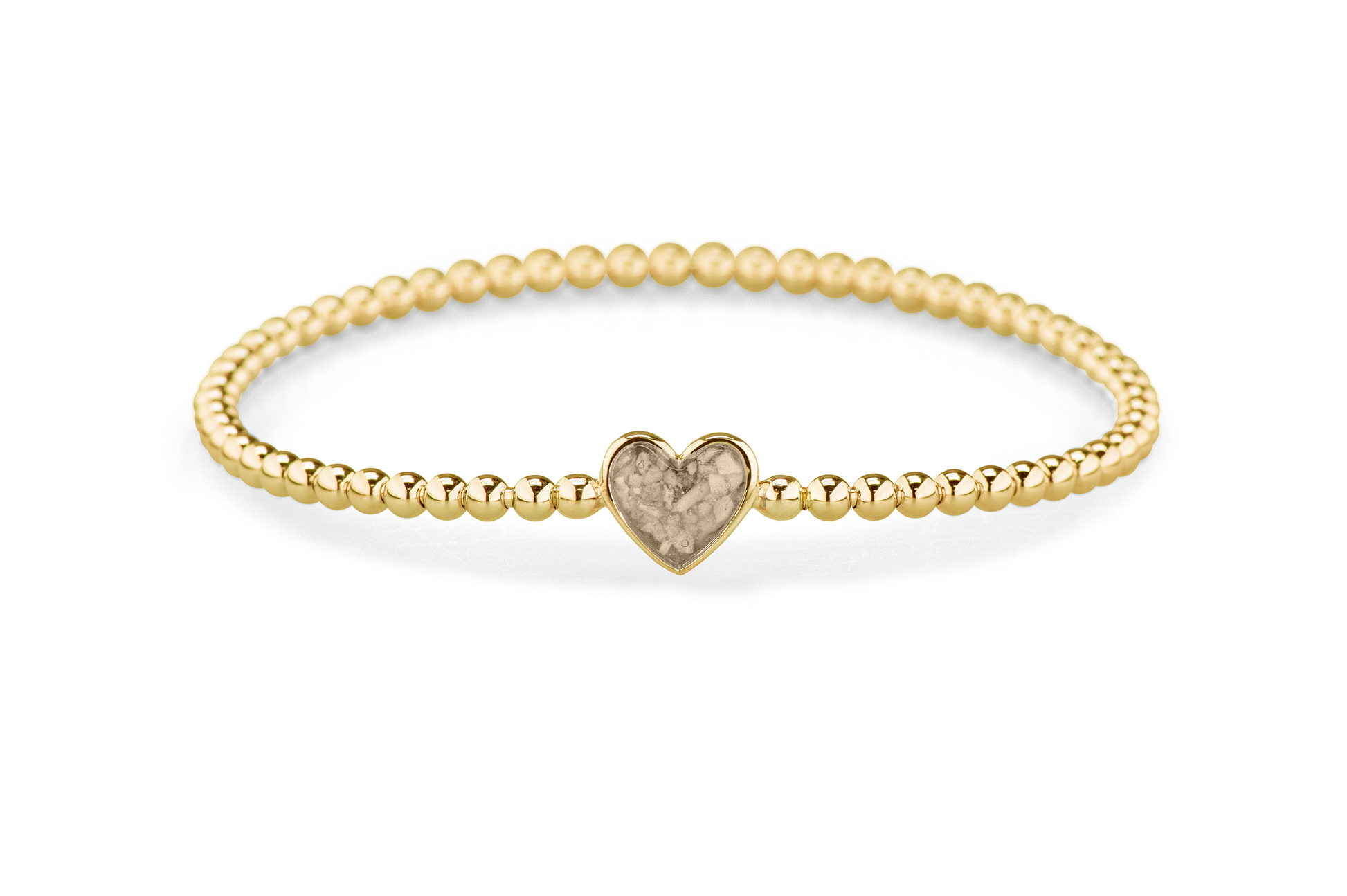 Flexibele as armband met hart als compartiment voor as of haar, gedenksieraden. Transparent