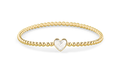 Flexibele as armband met hart als compartiment voor as of haar, gedenksieraden. White