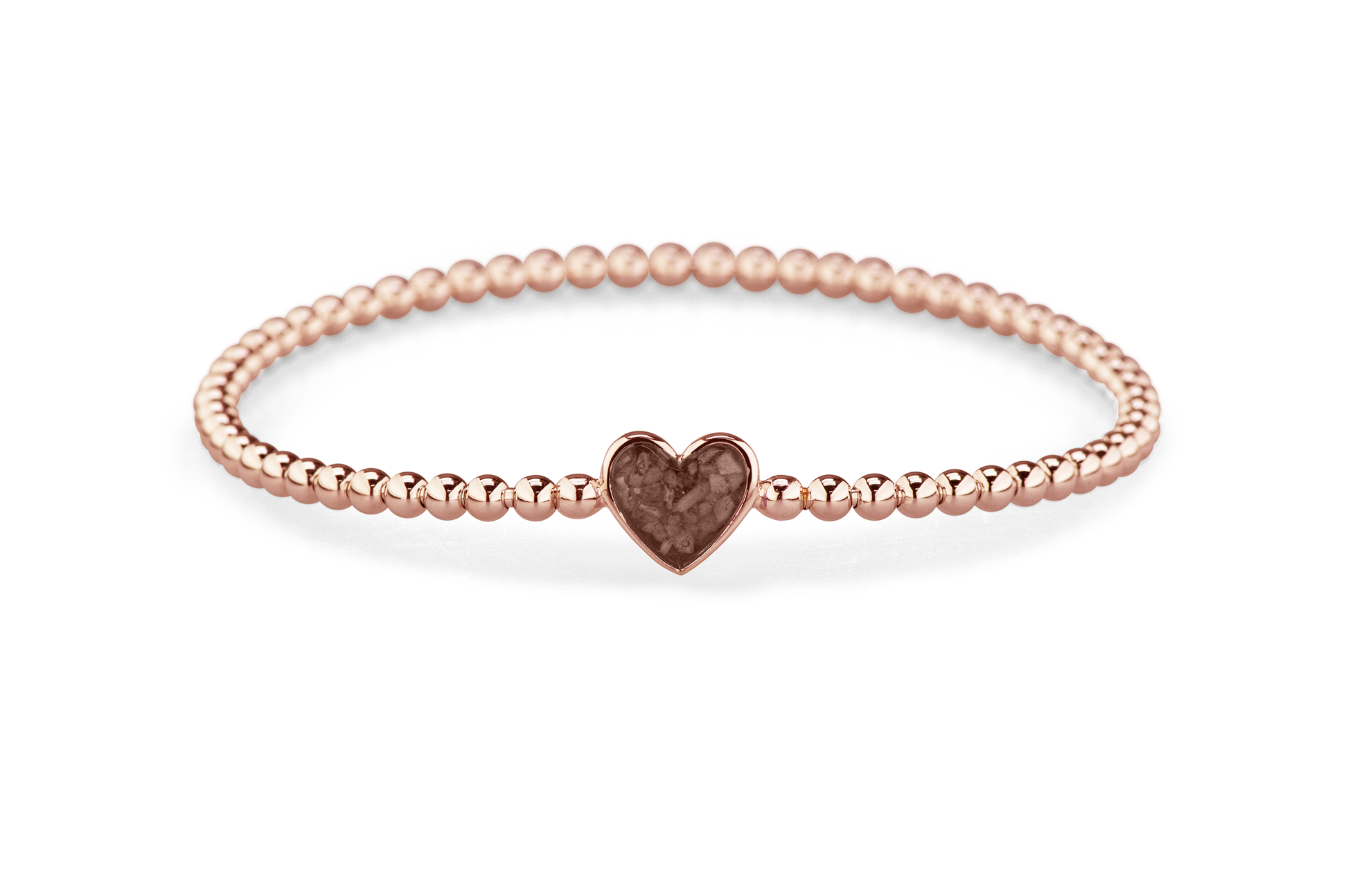 Flexibele as armband met hart als compartiment voor as of haar, gedenksieraden. Brown