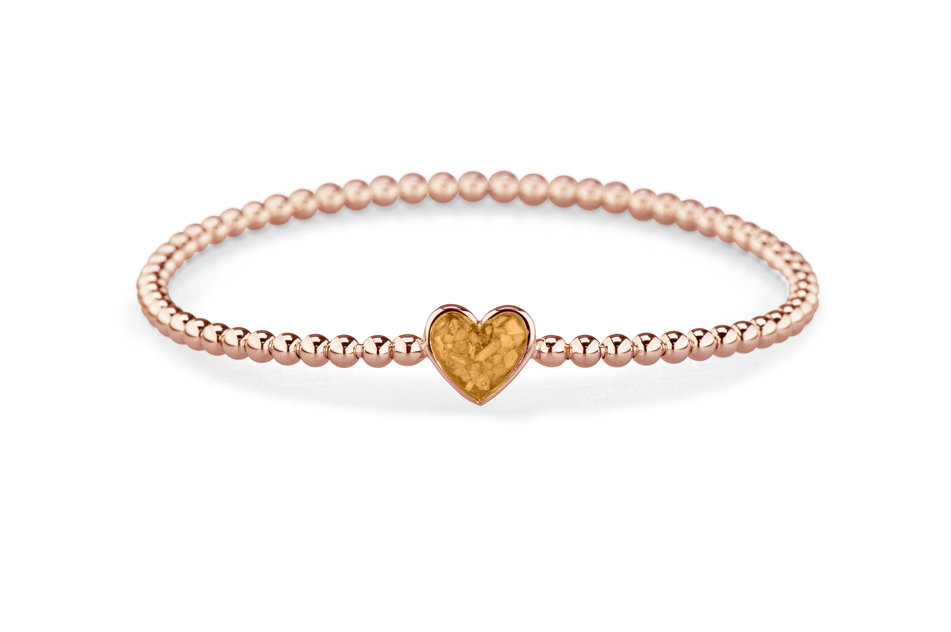 Flexibele as armband met hart als compartiment voor as of haar, gedenksieraden. Gold