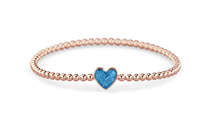 Flexibele as armband met hart als compartiment voor as of haar, gedenksieraden. Marine
