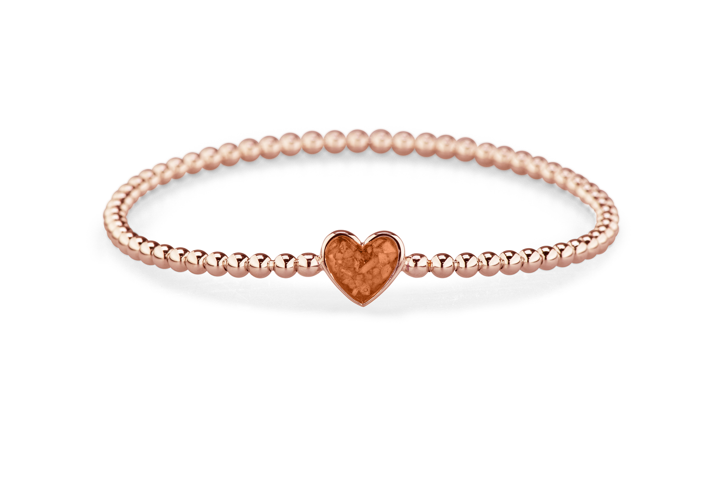 Flexibele as armband met hart als compartiment voor as of haar, gedenksieraden. Orange