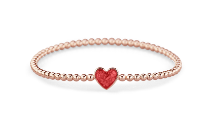 Flexibele as armband met hart als compartiment voor as of haar, gedenksieraden. Red