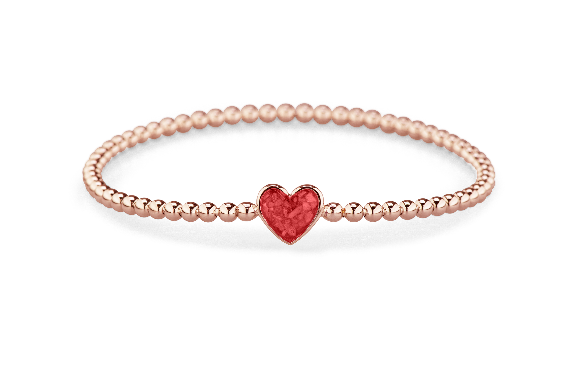 Flexibele as armband met hart als compartiment voor as of haar, gedenksieraden. Red