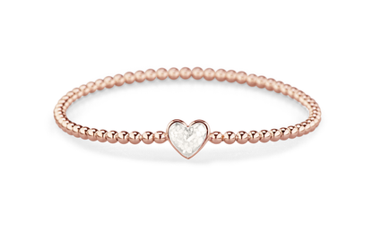 Flexibele as armband met hart als compartiment voor as of haar, gedenksieraden. White