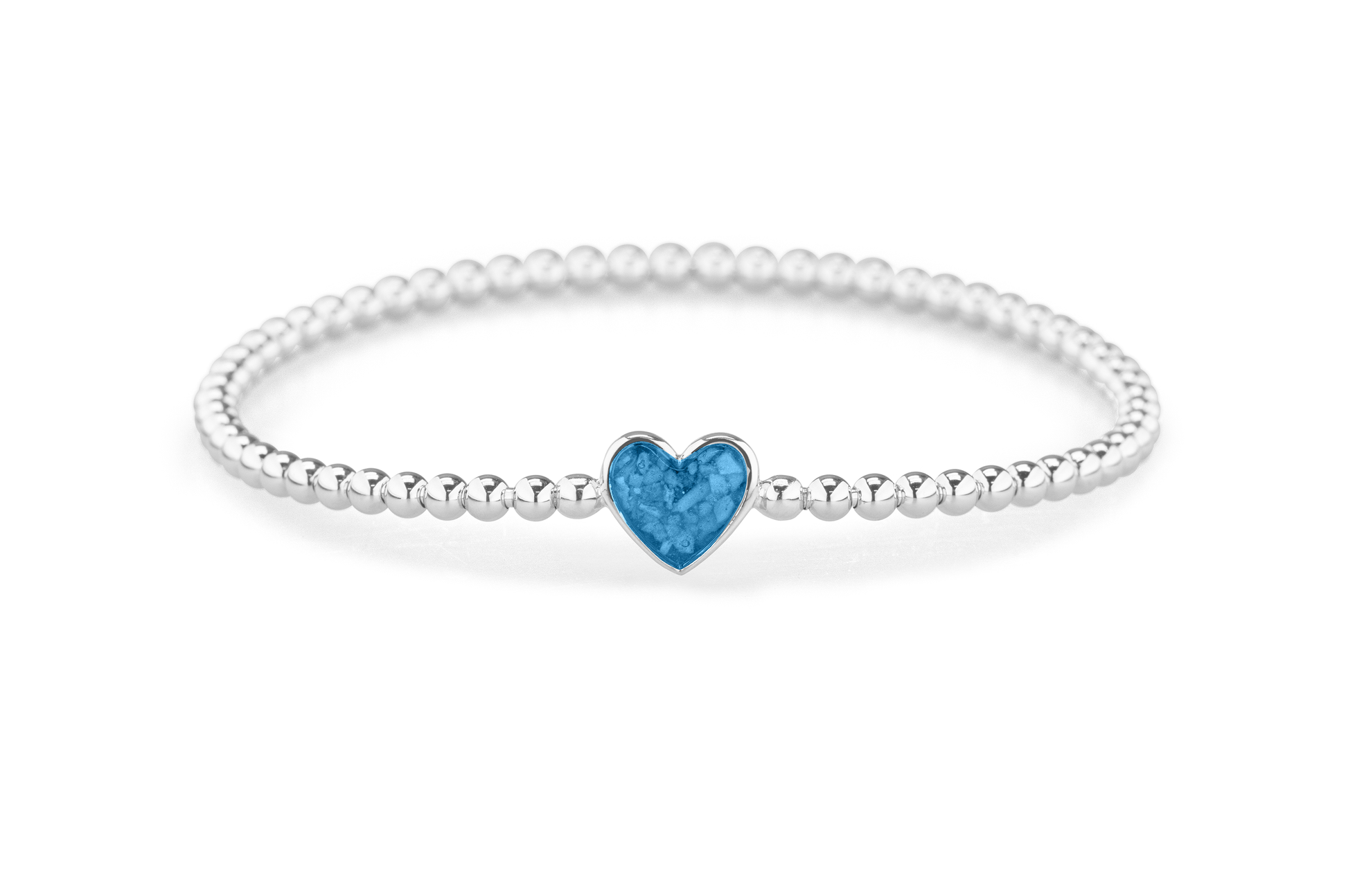 Flexibele as armband met hart als compartiment voor as of haar, gedenksieraden. Marine