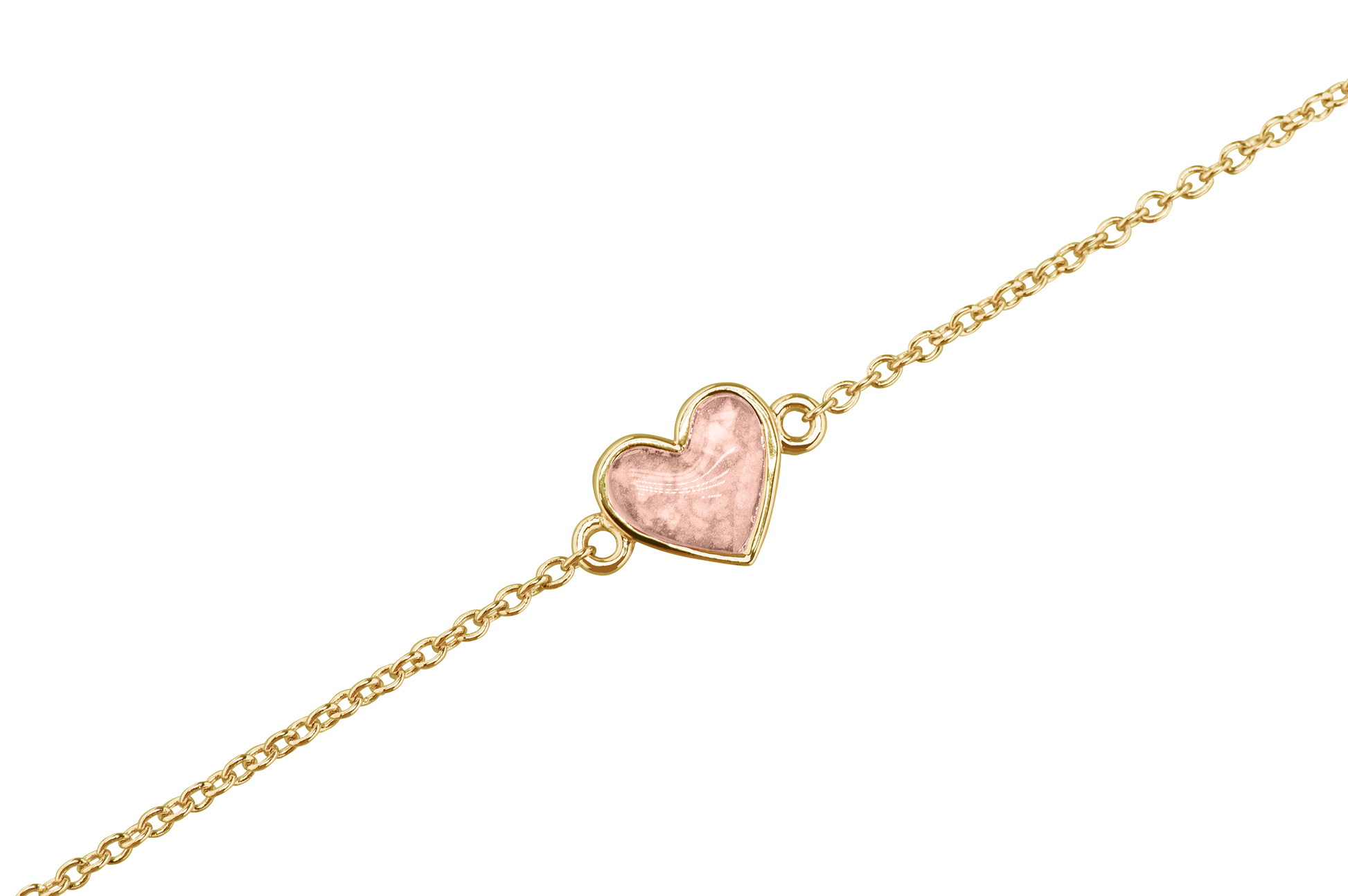 as armband met hartje als gedenksieraad. Blush