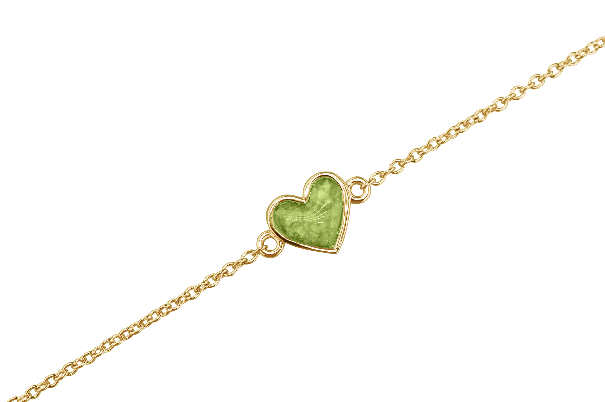 as armband met hartje als gedenksieraad. Green