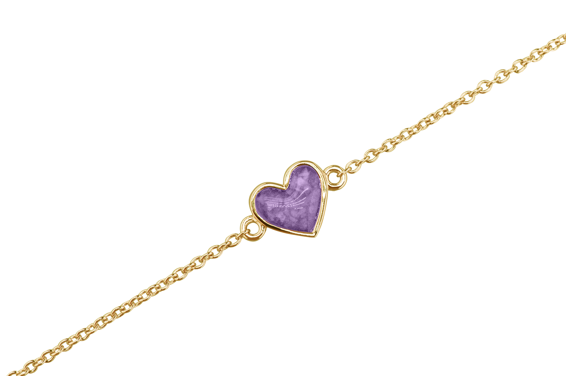 as armband met hartje als gedenksieraad. Purple