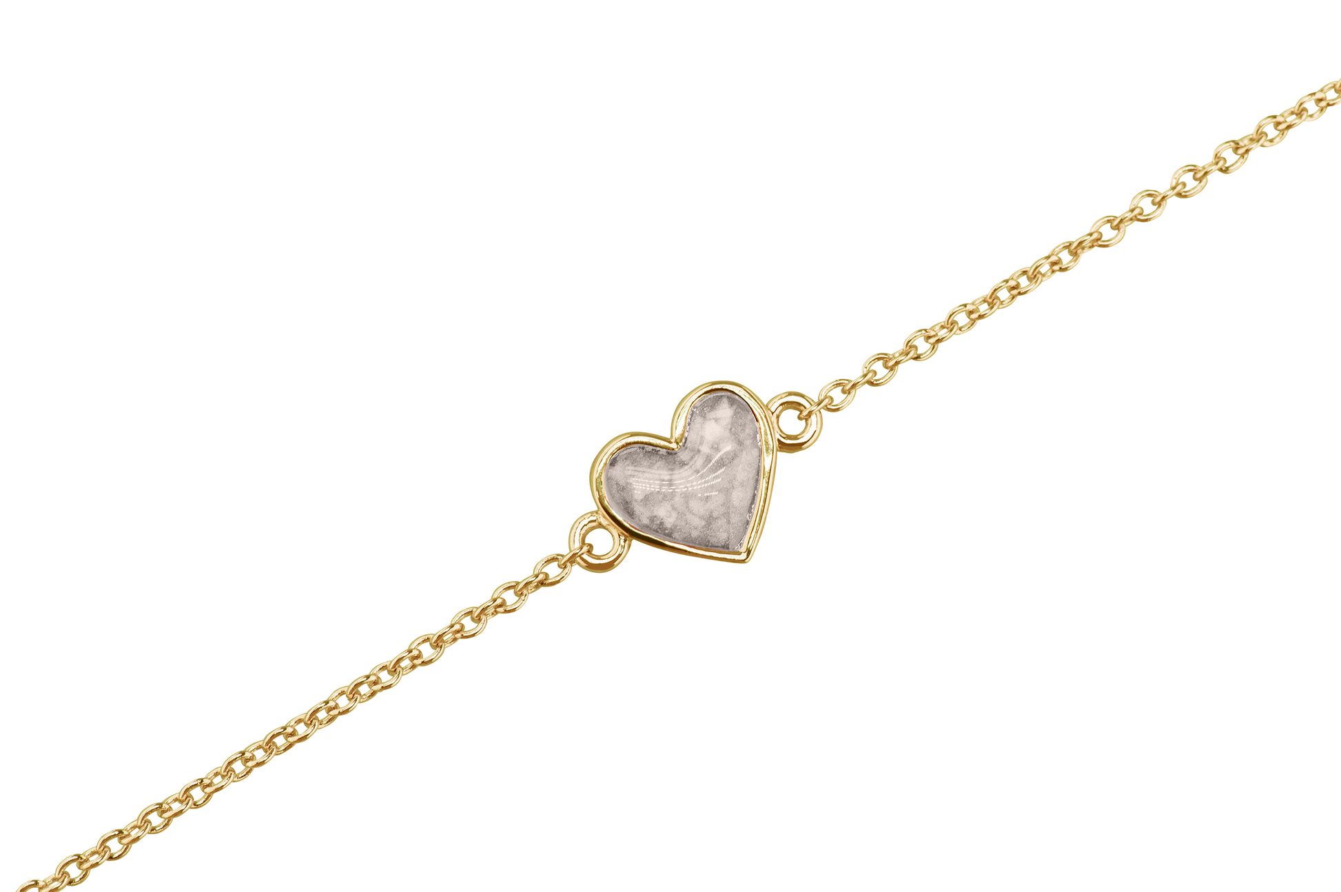 as armband met hartje als gedenksieraad. Silver