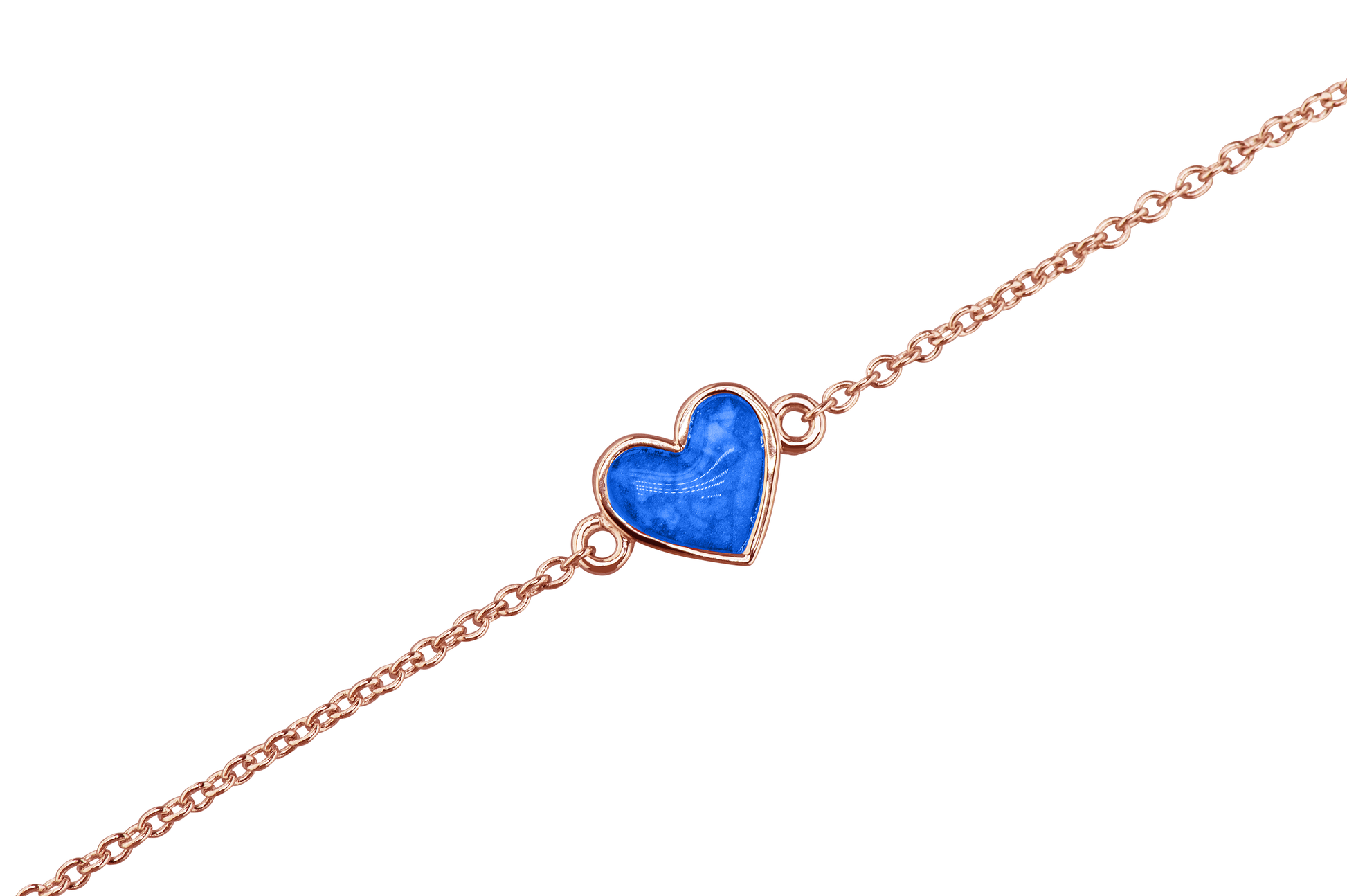 as armband met hartje als gedenksieraad. Blue