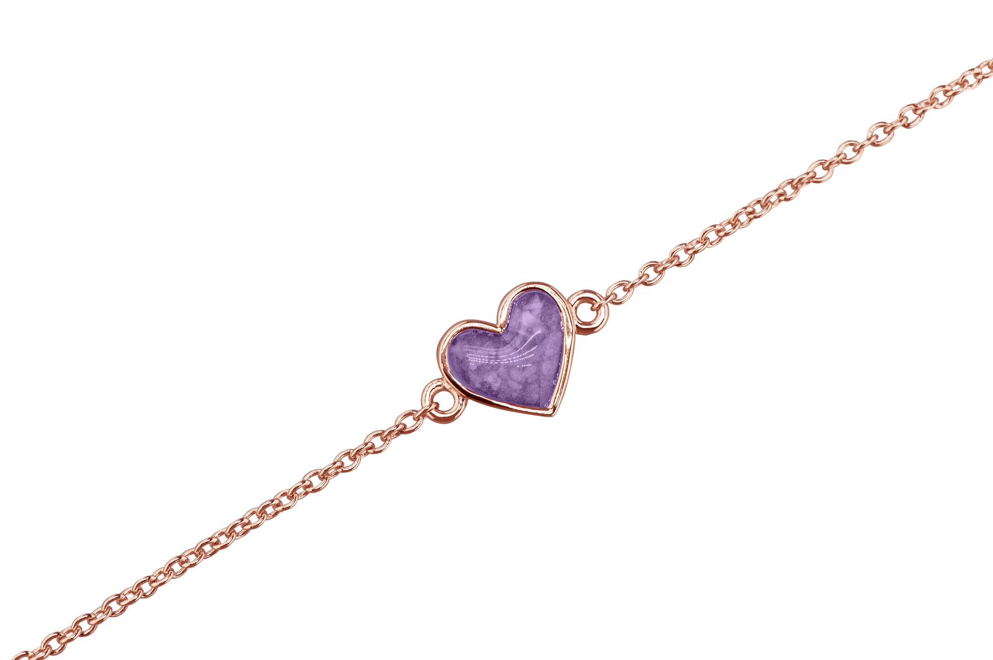 as armband met hartje als gedenksieraad. Purple
