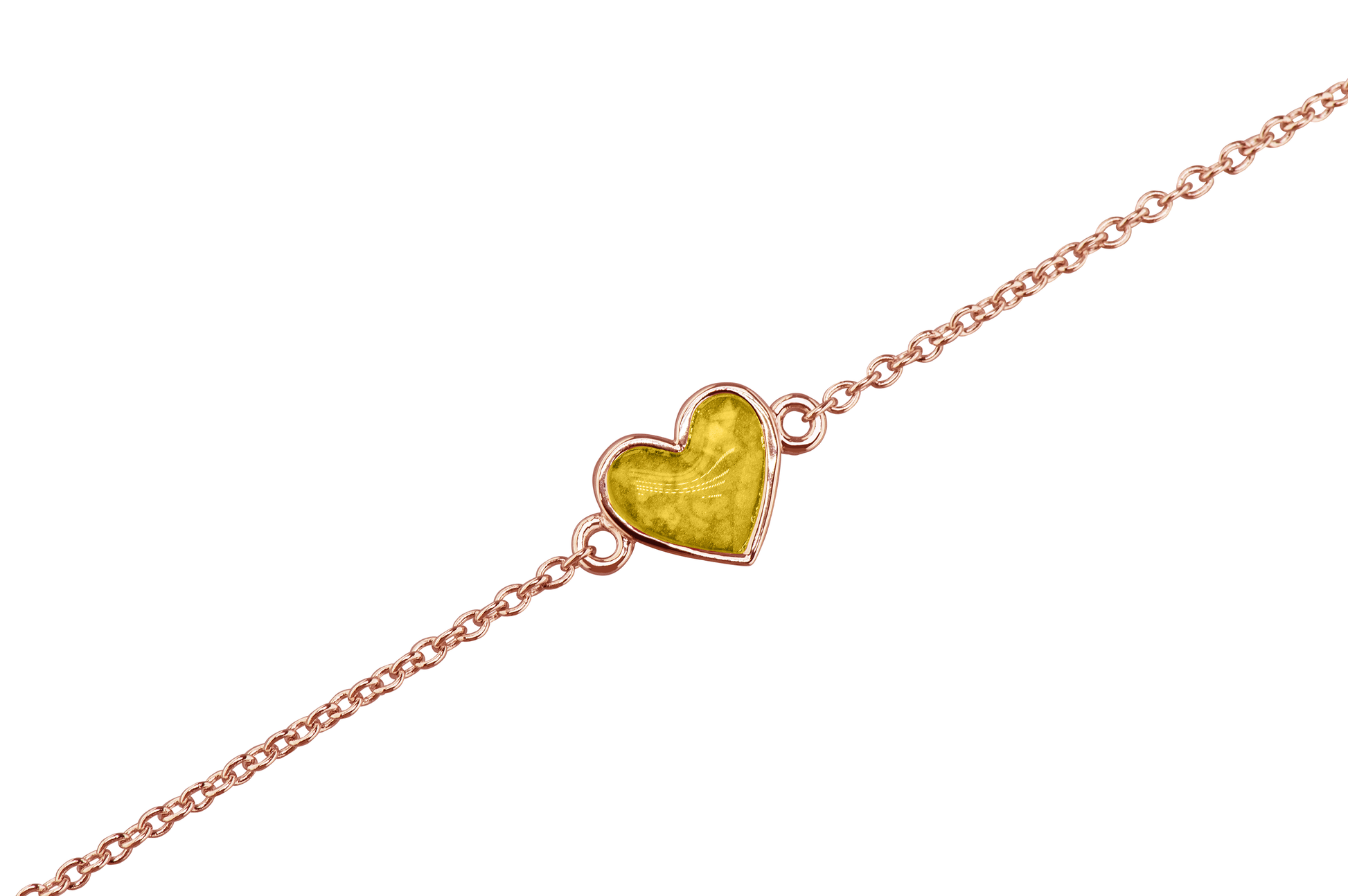 as armband met hartje als gedenksieraad. Yellow