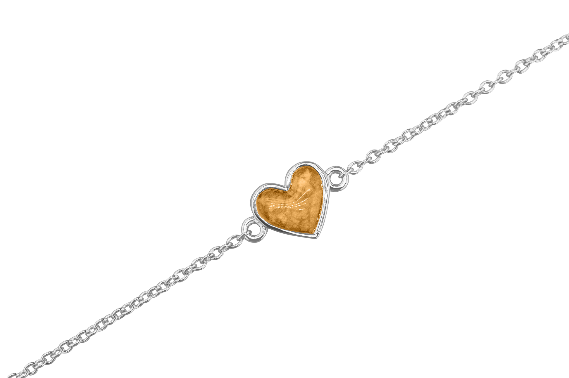 as armband met hartje als gedenksieraad. Gold