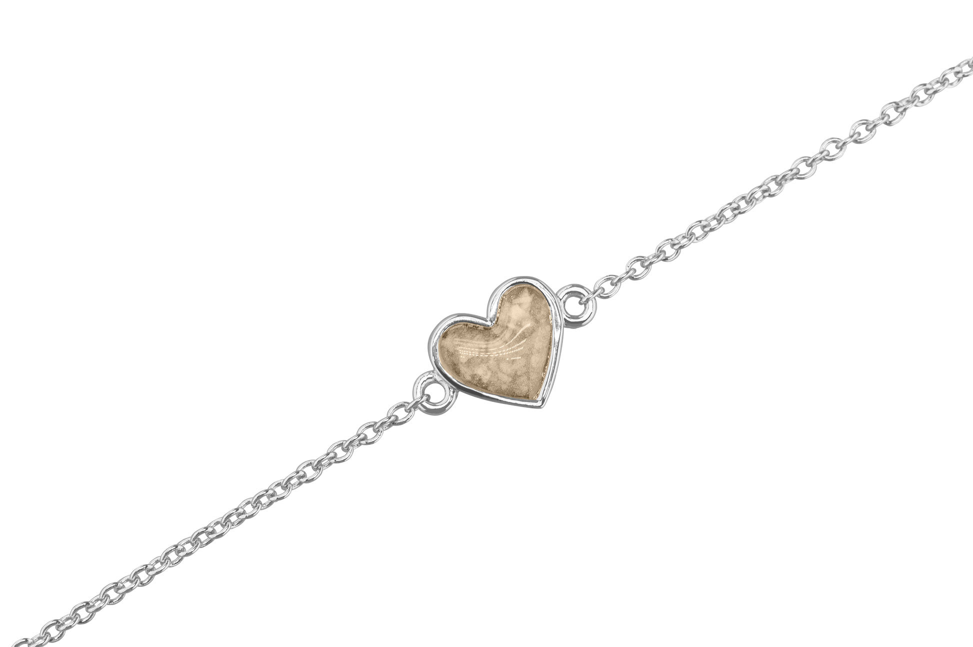 as armband met hartje als gedenksieraad. Transparent