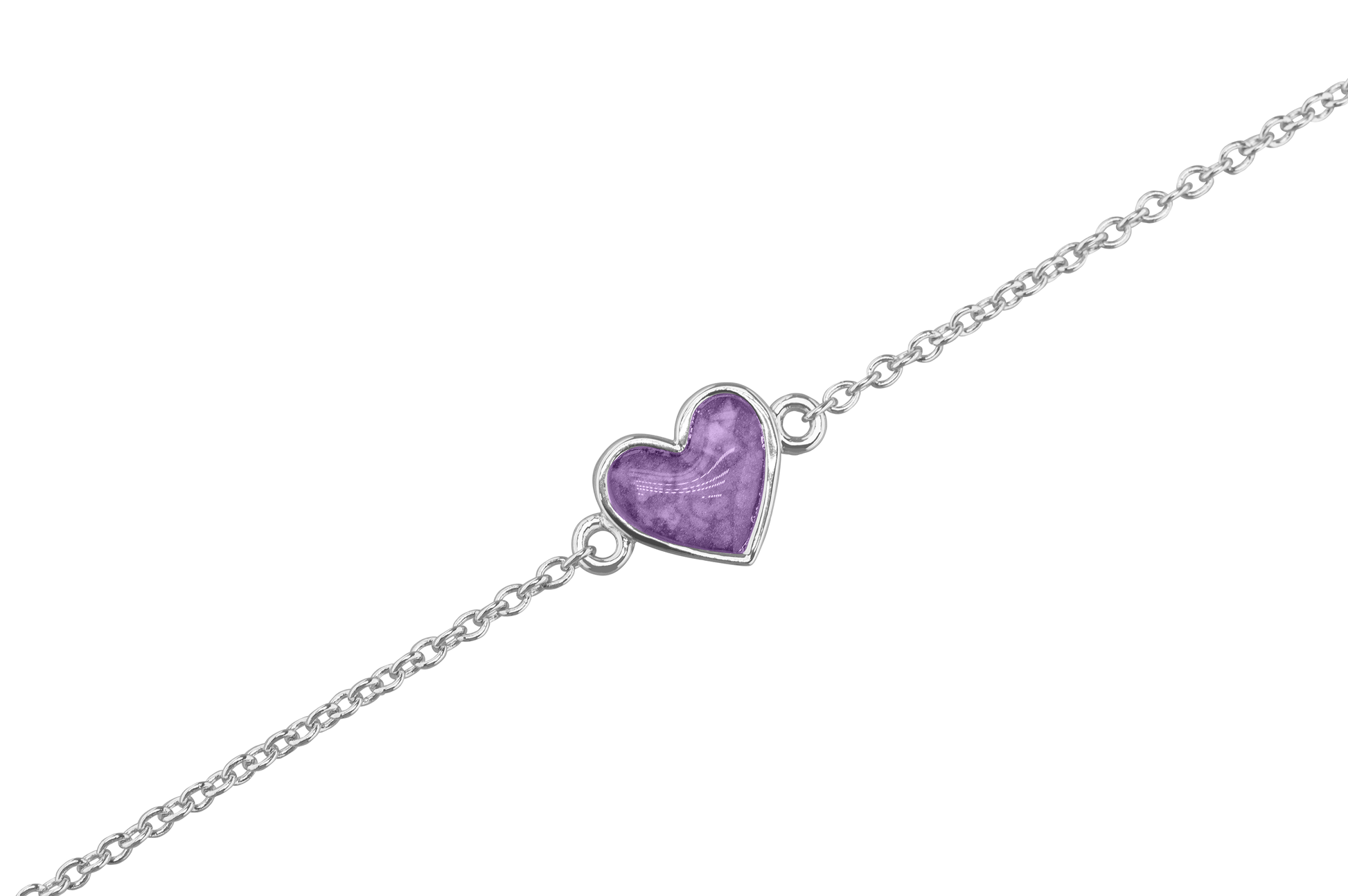 as armband met hartje als gedenksieraad. Purple