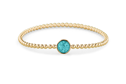 Flexibele as armband met rondje als compartiment voor as of haar, gedenksieraden. Aqua