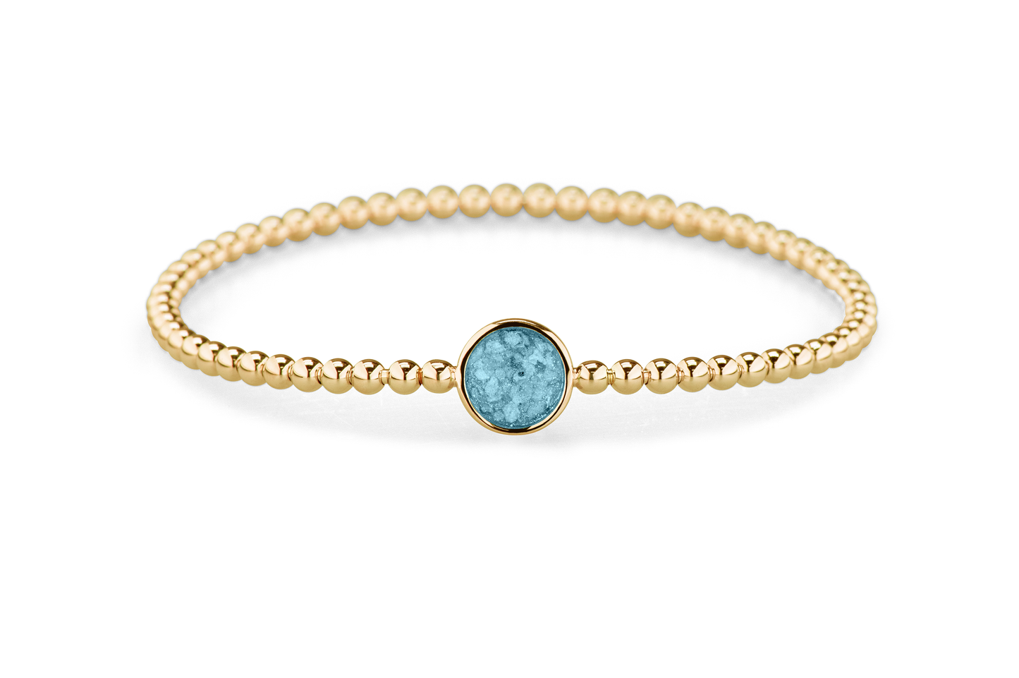 Flexibele as armband met rondje als compartiment voor as of haar, gedenksieraden. Baby