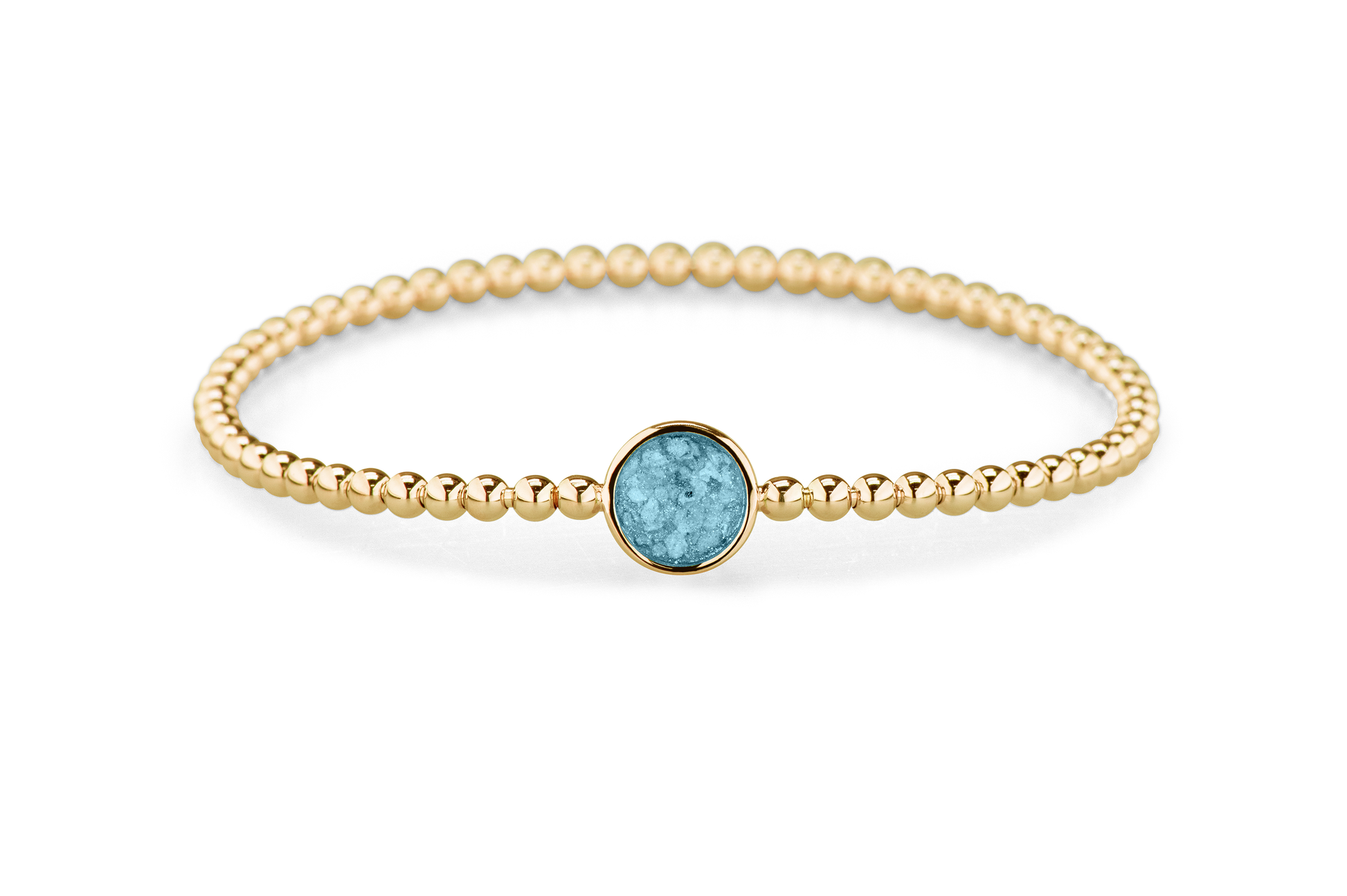Flexibele as armband met rondje als compartiment voor as of haar, gedenksieraden. Baby
