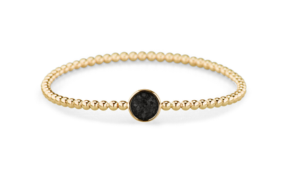 Flexibele as armband met rondje als compartiment voor as of haar, gedenksieraden. Black