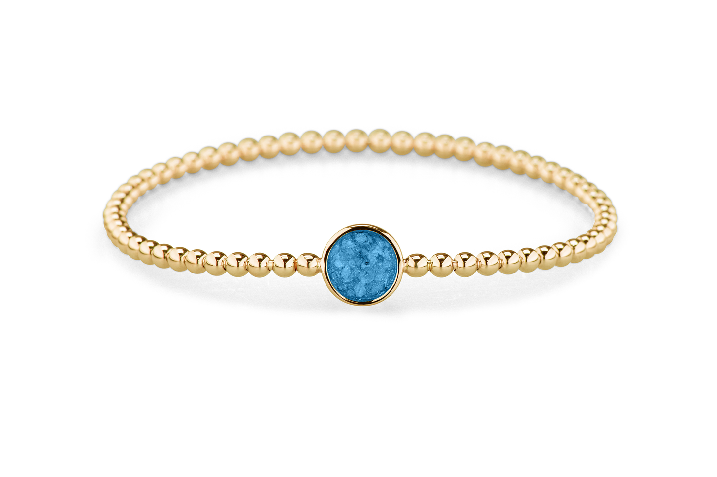 Flexibele as armband met rondje als compartiment voor as of haar, gedenksieraden. Marine