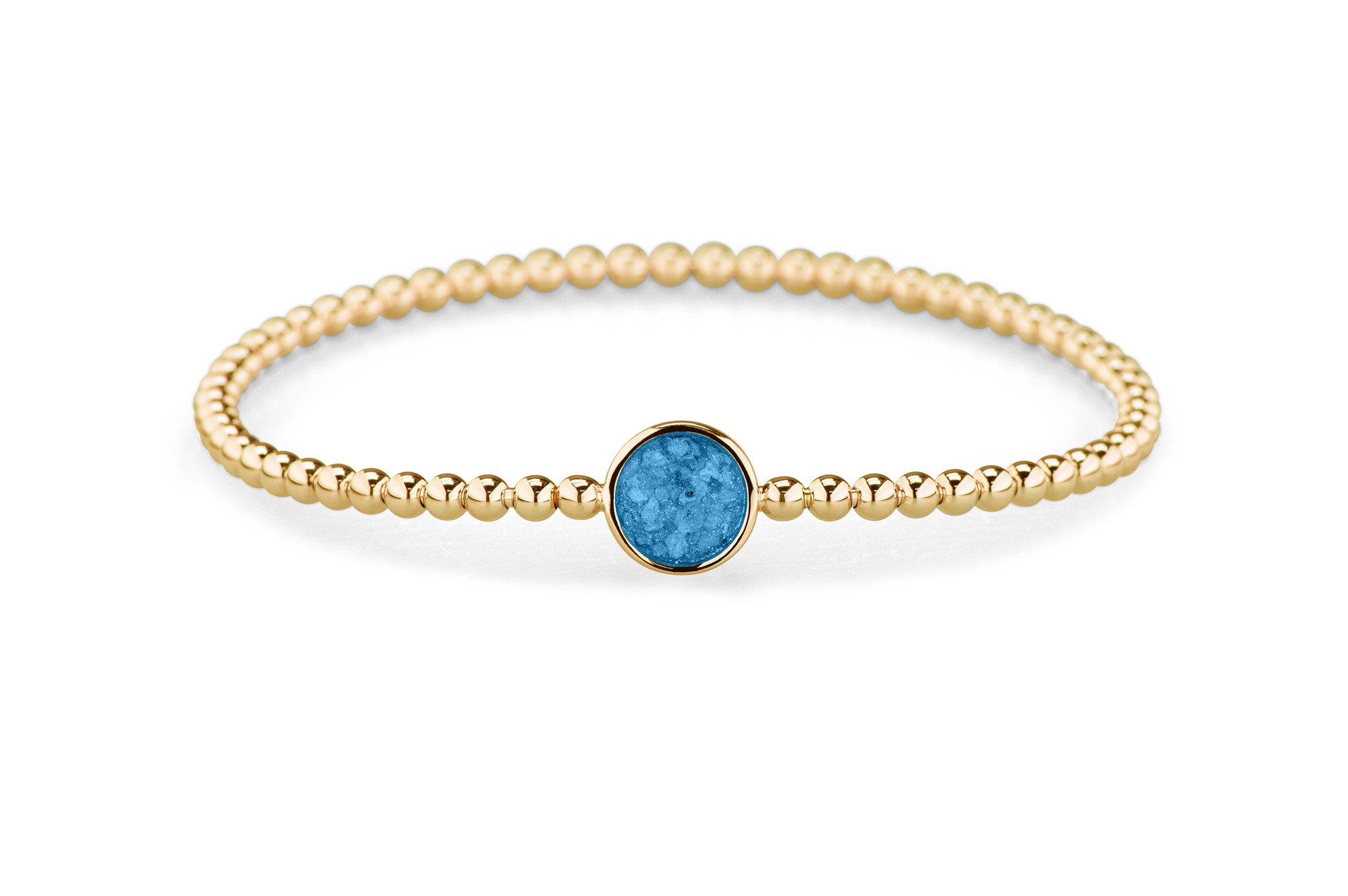 Flexibele as armband met rondje als compartiment voor as of haar, gedenksieraden. Marine