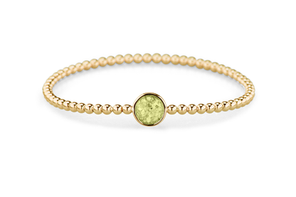 Flexibele as armband met rondje als compartiment voor as of haar, gedenksieraden. Olive
