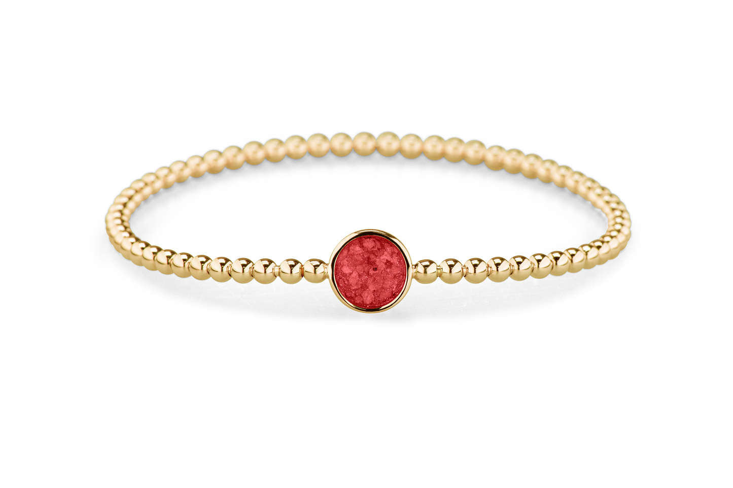 Flexibele as armband met rondje als compartiment voor as of haar, gedenksieraden. Red