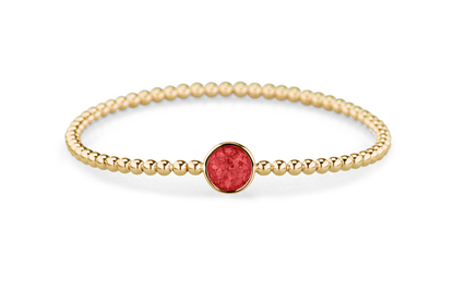Flexibele as armband met rondje als compartiment voor as of haar, gedenksieraden. Red