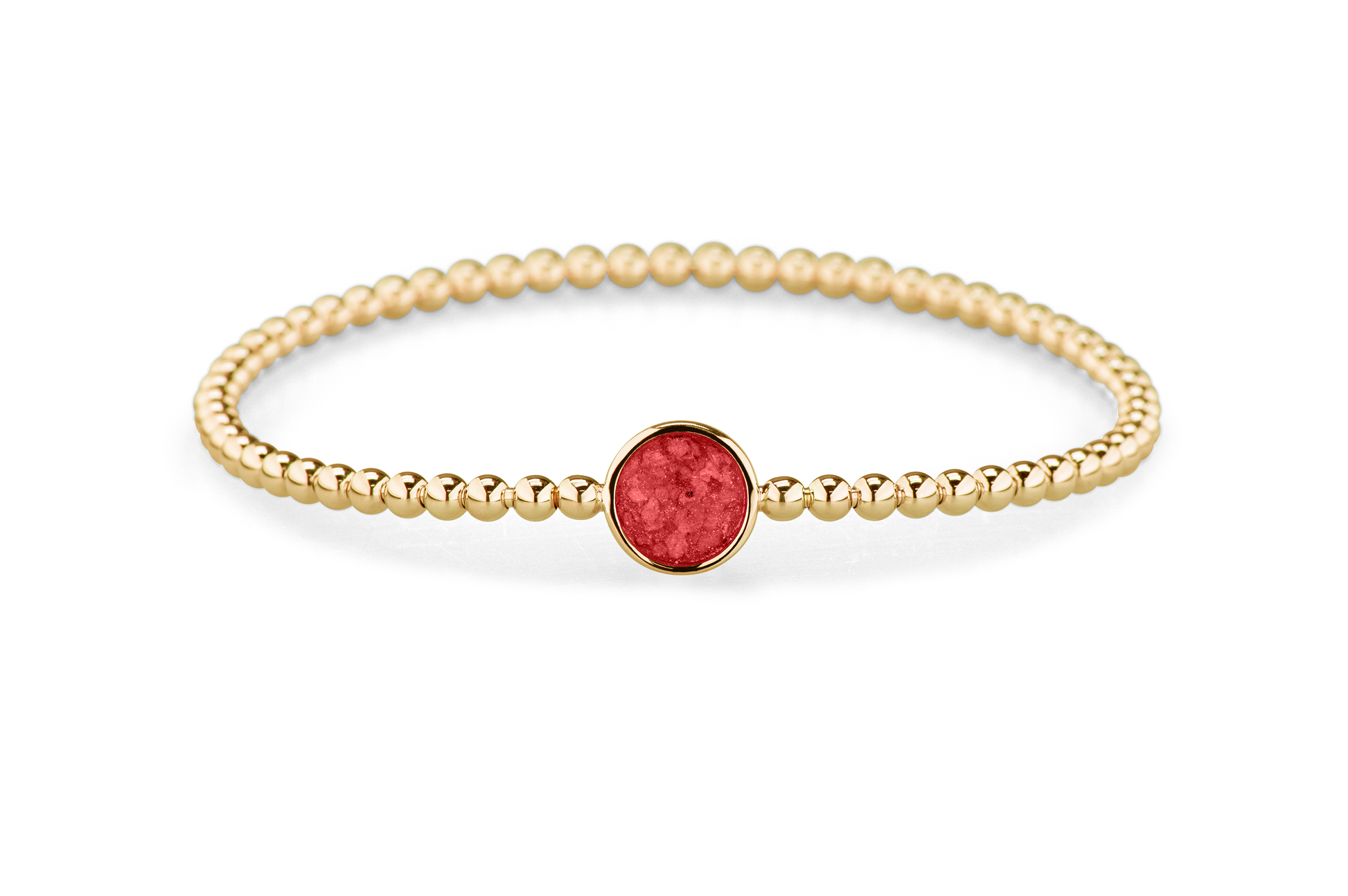 Flexibele as armband met rondje als compartiment voor as of haar, gedenksieraden. Red