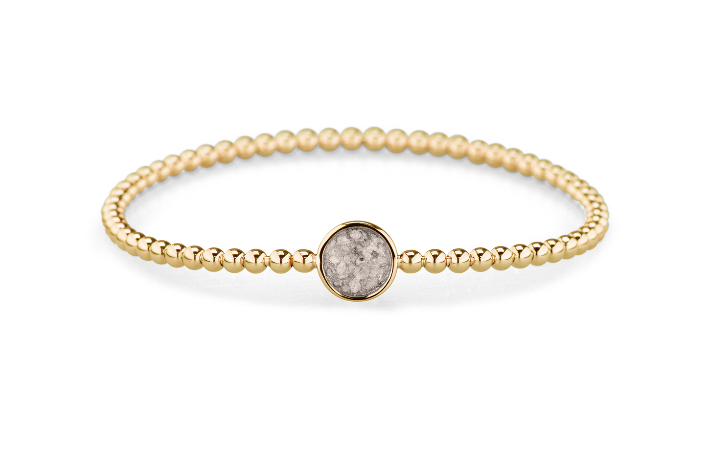 Flexibele as armband met rondje als compartiment voor as of haar, gedenksieraden. Silver