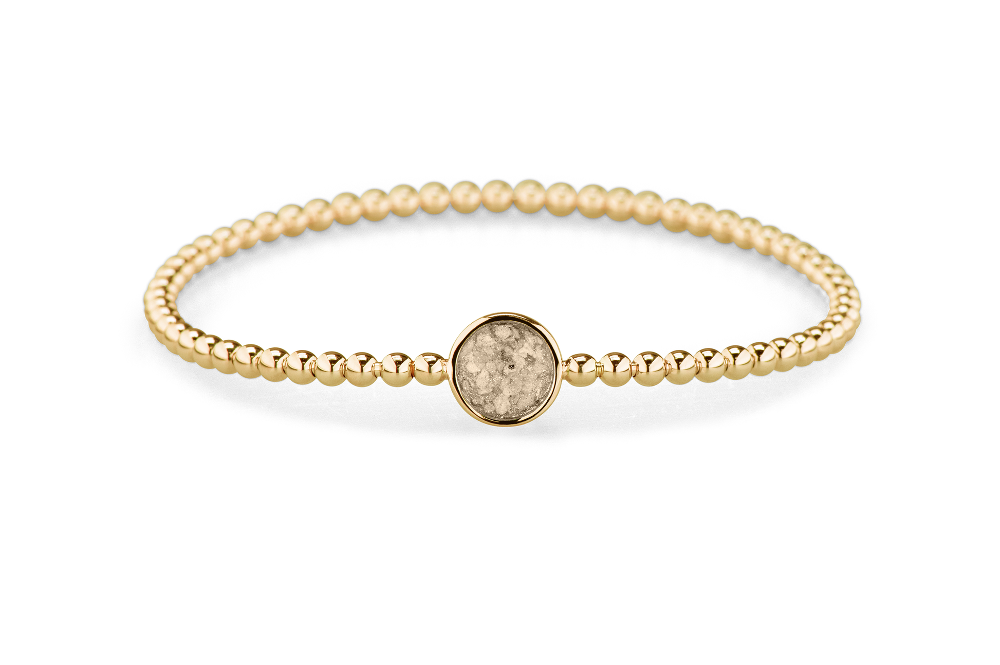 Flexibele as armband met rondje als compartiment voor as of haar, gedenksieraden. Transparent